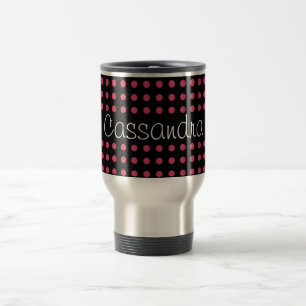 Taza De Viaje Puntos personalizados de polka rosa sobre fondo ne