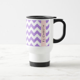 Taza De Viaje Púrpura Zigzag, Púrpura Chevron, Tu Nombre