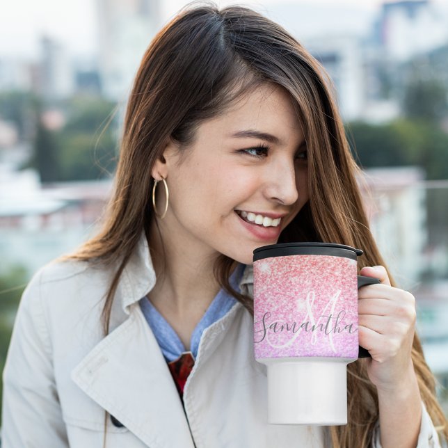 Taza De Viaje Purpurina colorido moderno paraliza nombre persona (Subido por el creador)