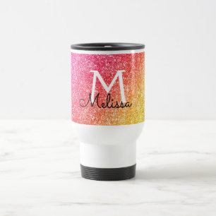 Taza De Viaje Purpurina de espuma de oro rosa amarillo