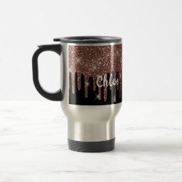Taza De Viaje Purpurina de viajes Black and White Rose Gold Mug