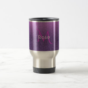 Taza De Viaje Purpurina falso ultravioleta y rosa ondulante con