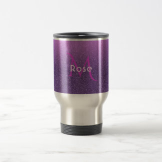 Taza De Viaje Purpurina falso ultravioleta y rosa ondulante con 