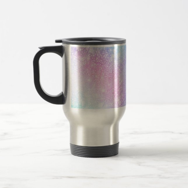 Taza De Viaje Purpurina irlandés mágico esparce diseño rosado (Izquierda)