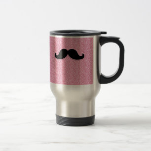 TAZA DE VIAJE PURPURINA NEGRO FEMENINO DEL ROSA DEL BIGOTE