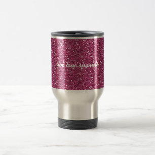 Taza De Viaje Purpurina rosado con amor directo cita de Sparkle