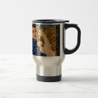 Taza De Viaje purpurina rosie the riveter
