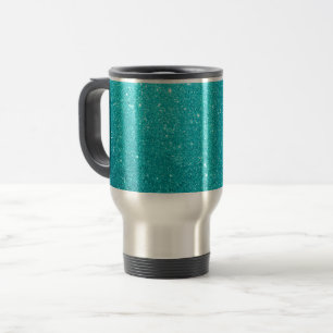 Taza De Viaje Purpurina verde azulado