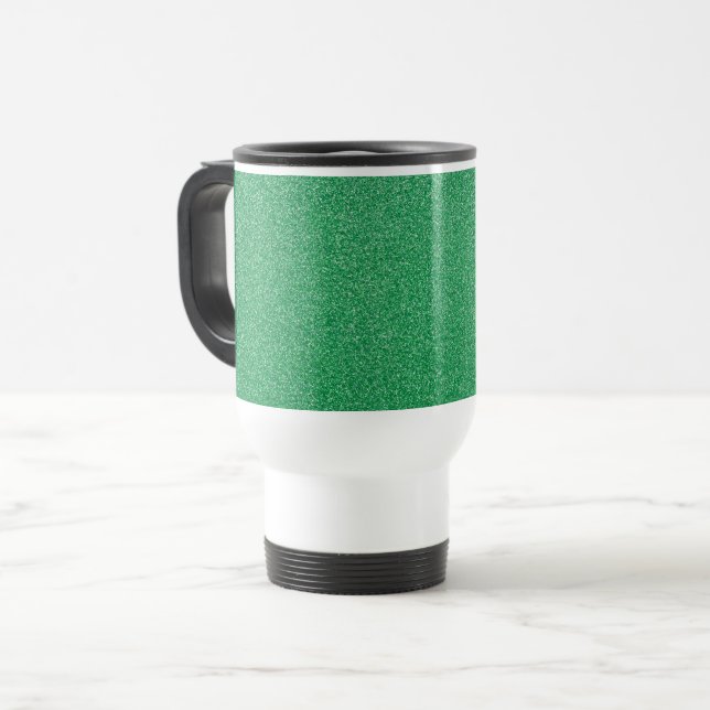 Taza De Viaje Purpurina verde, espárrago, fondo Purpurina (Anverso izquierdo)