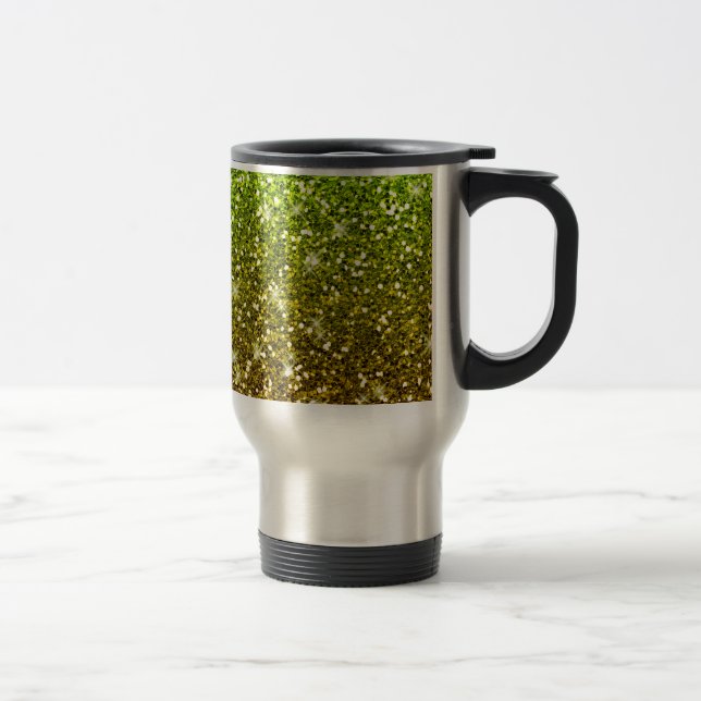 Taza De Viaje Purpurinas de oro verde brillante (Derecha)