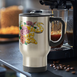 Taza De Viaje Python albino blanco amarillo