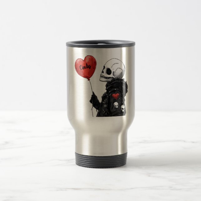 Taza De Viaje Querido Personalizable - Calavera con globo (Centro)