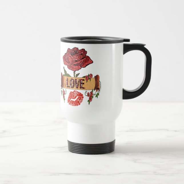 Taza De Viaje RAB Rockabilly Valentine Rosas, Love & Lipstick (Derecha)