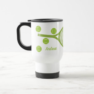 Taza De Viaje Raca de bolas de tenis verde personalizada