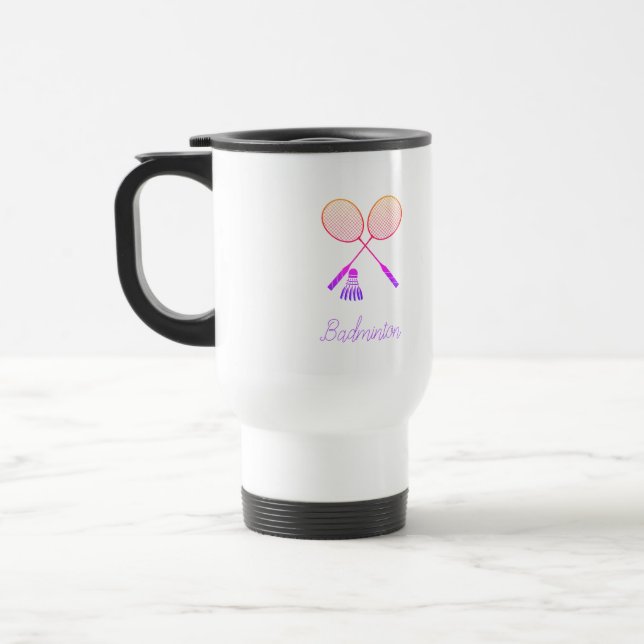 Taza De Viaje Racas de Badminton Shuttlecock Birdie Ombre (Izquierda)