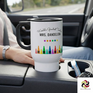 Taza De Viaje Rainbow Crayons es el mejor café para profesores d