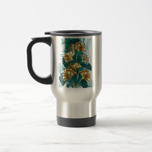 Taza De Viaje Rama con hojas doradas Ginko Biloba (Izquierda)