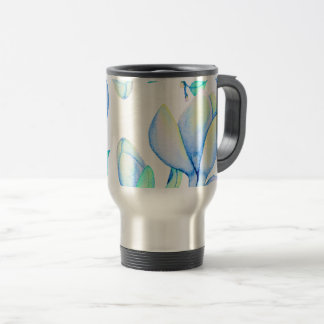 Taza De Viaje Rama de magnolia acuarela azul verde botánica