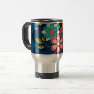 Taza De Viaje Ramo de flores modernas bonitas y coloridas sobre 