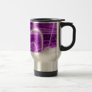 Taza De Viaje Rastros de luz abstractos sobre un fondo púrpura