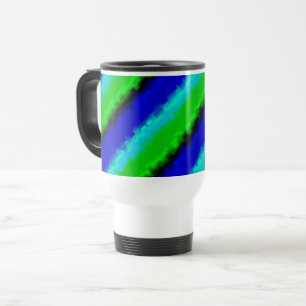 Taza De Viaje Rayas Azules Verdes de Vidrio Roto