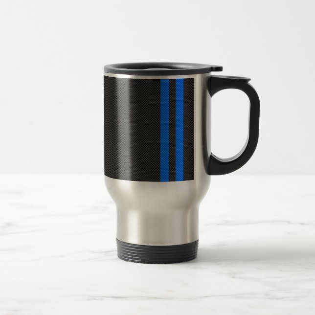 Taza De Viaje Rayas de Carreras con estilo de fibra de carbono a (Derecha)