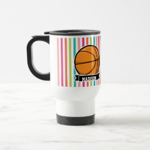 Taza De Viaje Rayas de colores; baloncesto