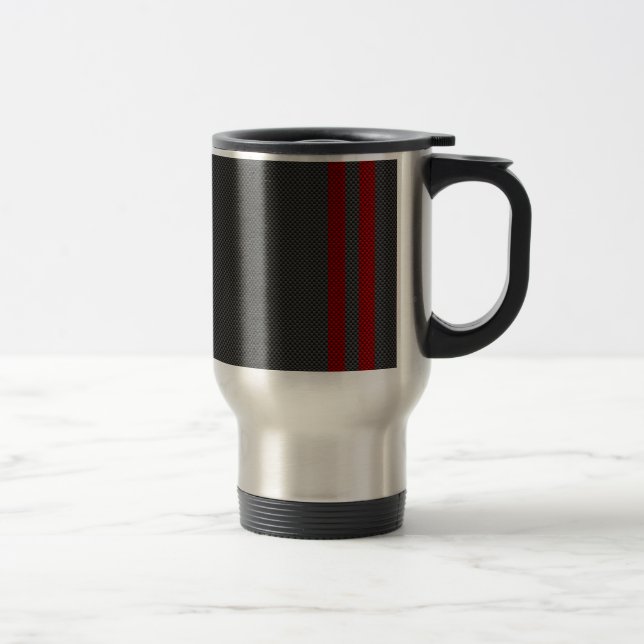 Taza De Viaje Rayas de estilo de fibra de carbono rojo de Borgoñ (Derecha)