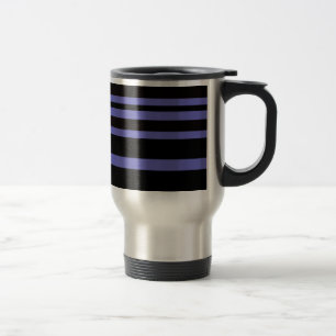 Taza De Viaje Rayas de patrón negro y azul vintage - Mug