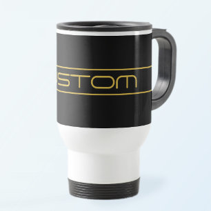 Taza De Viaje Rayas de texto y líneas doradas elegantes y modern