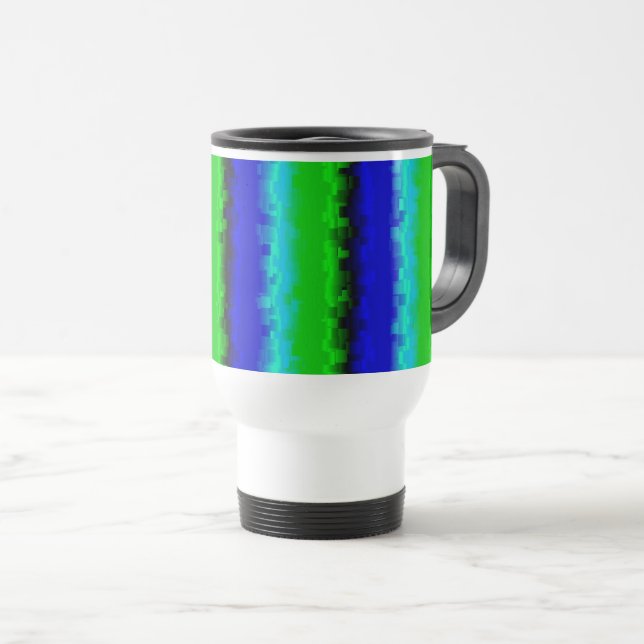 Taza De Viaje Rayas de vidrio roto azul verdoso (Anverso derecho)