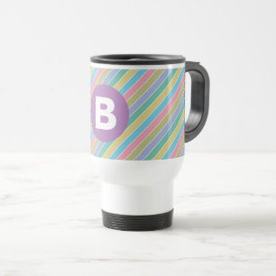 Taza De Viaje Rayas diagonales de caramelo morado coloridas con 
