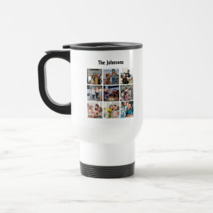Taza De Viaje Recuerdos Familiares 9 Cuadrícula de Fotos Collage