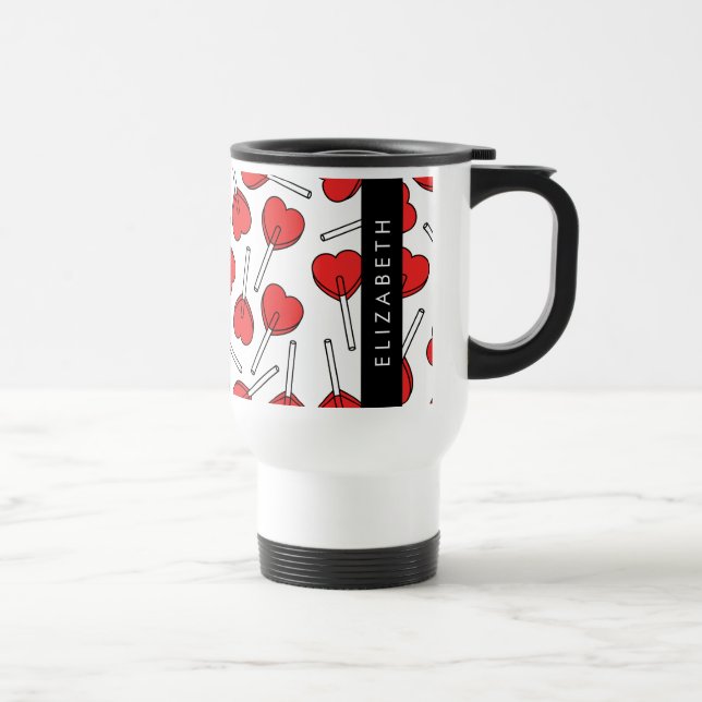 Taza De Viaje Red Lollipops, Heart Lollipops, Lolly, Your Name (Derecha)