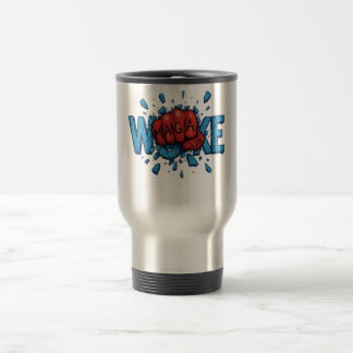 TAZA DE VIAJE RED MAGA 28 FIST PUNCHES THROUGH WOKE