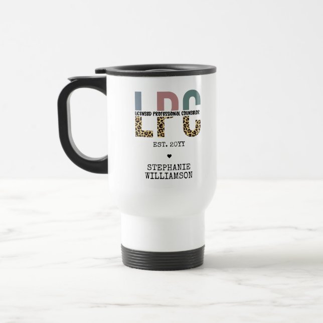 Taza De Viaje Regalo de consejero profesional con licencia LPC p (Izquierda)
