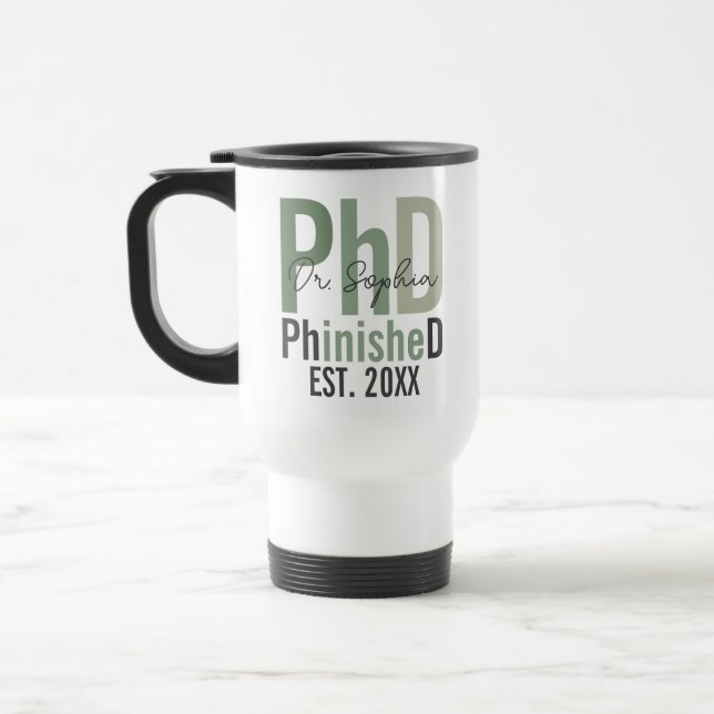 Taza De Viaje Regalo de graduación de PhinisheD Personalizado Ph (Izquierda)