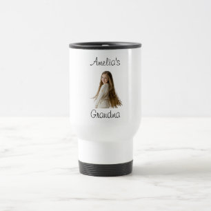 Taza De Viaje Regalo de la abuela - Nombre y foto del nieto -
