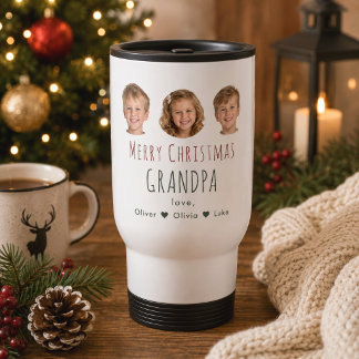 Taza De Viaje Regalo de Navidad personalizado para abuelo con 3 