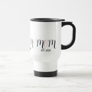 Taza De Viaje Regalo de nueva mamá establecida DMom Script negro