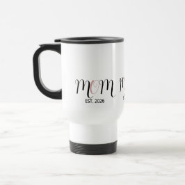 Taza De Viaje Regalo de nueva mamá establecida DMom Script negro