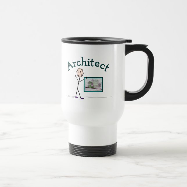 Taza De Viaje Regalos de arquitecto: diseño de personas de palo (Derecha)