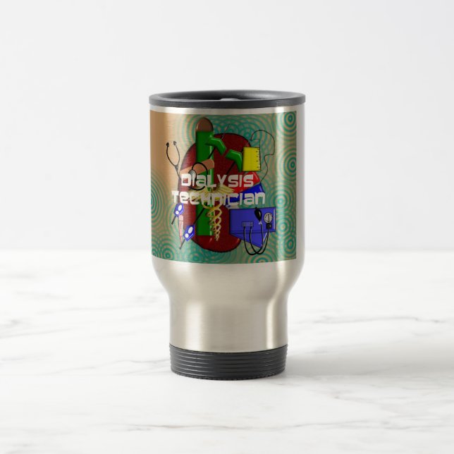 Taza De Viaje Regalos del arte del técnico de la diálisis (Centro)