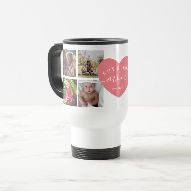 Taza De Viaje Regalos del Día de la Madre Personalizados Rosa Mo (Anverso izquierdo)