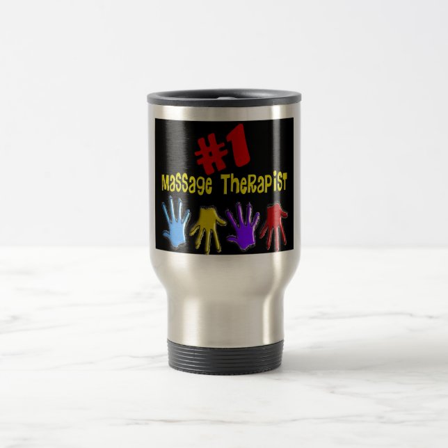 Taza De Viaje Regalos del terapeuta "#1" del masaje (Centro)