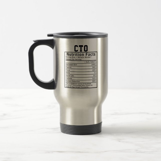 Taza De Viaje Regalos divertidos de datos nutricionales para dir (Izquierda)