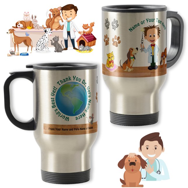 Taza De Viaje Regalos Personalizados Únicos para Veterinarios, H (Unique Veterinarian Gifts. Gifts for new Veterinarians. Personalized Veterinarian Gifts. Vet Mugs.)
