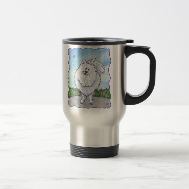 Taza De Viaje Regalos y accesorios de Pomerania Blanca (Derecha)