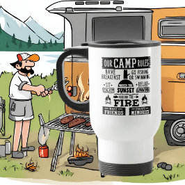 Taza De Viaje Reglas de camping palabra arte Travel Mug