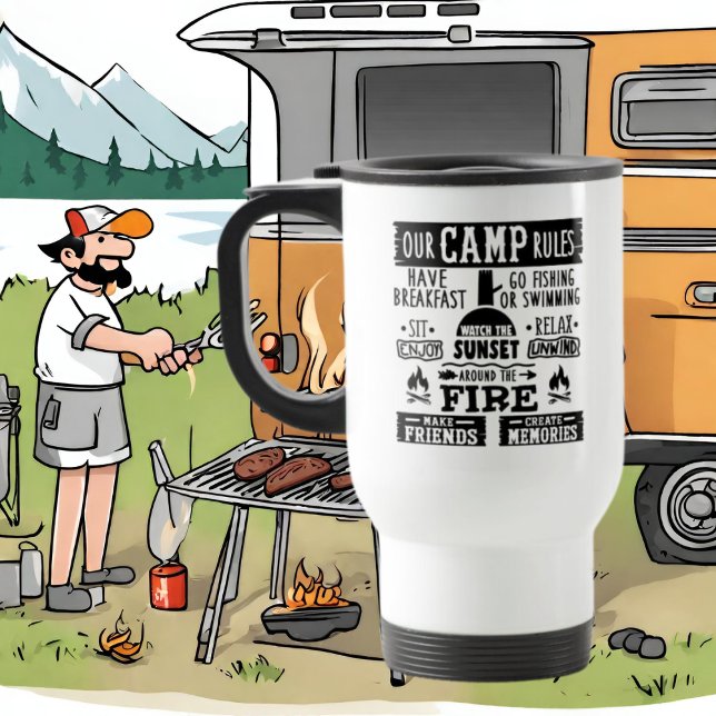 Taza De Viaje Reglas de camping palabra arte Travel Mug (Subido por el creador)
